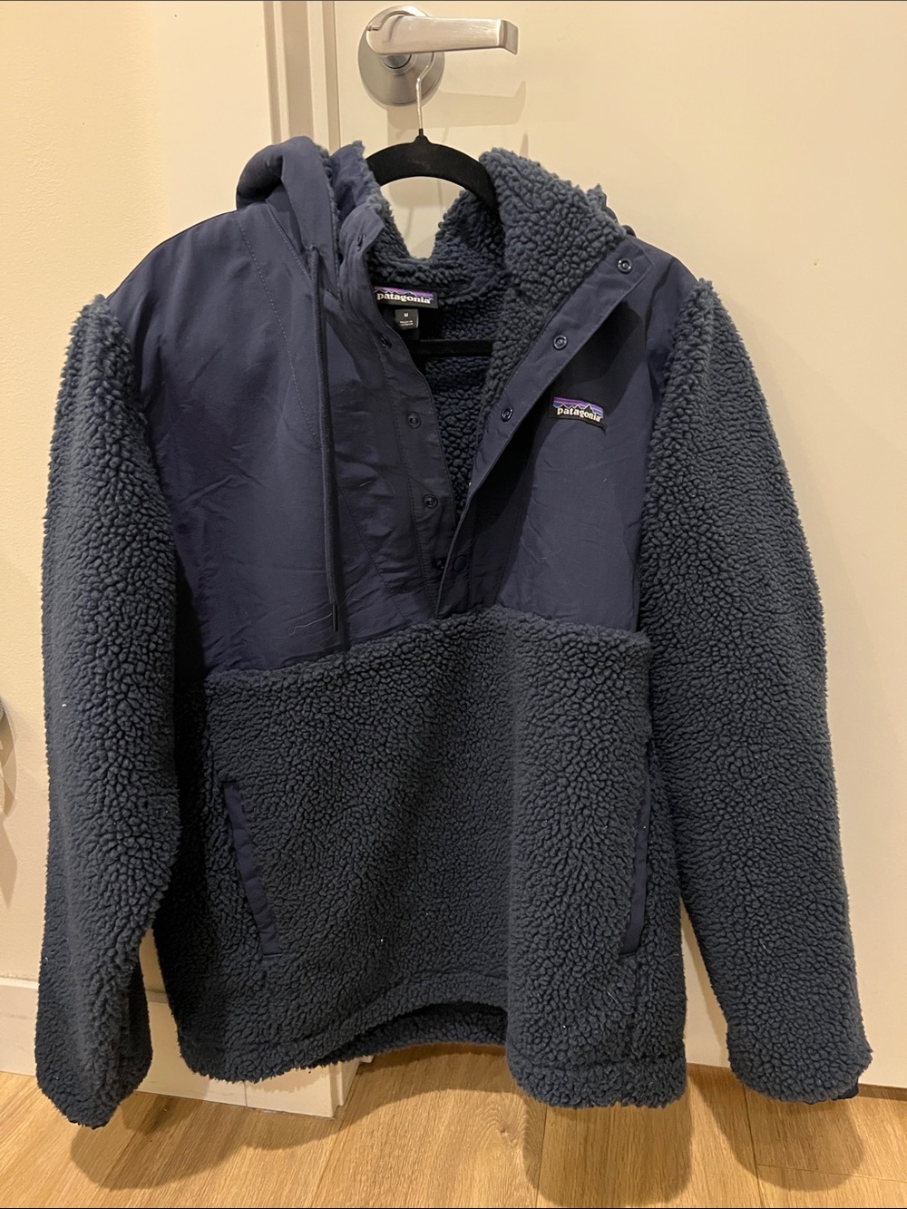 Patagonia Dark Blue Sherpa Pullover with Hood